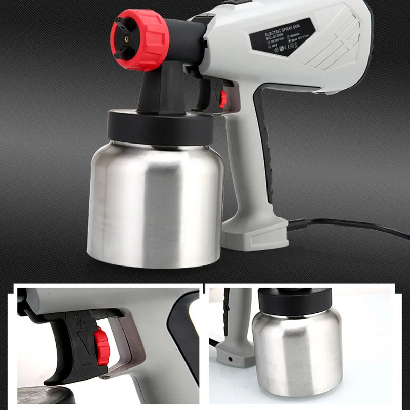 

Electric Paint Sprayers Adjustable Valve Knob 800ml Detachable Container for Car Home Painting QJ888