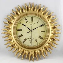 18 inches Golden Sun Art Watches Modern Creative mute living room Wall Clock pointer clock Los relojes de pared diameter 45CM