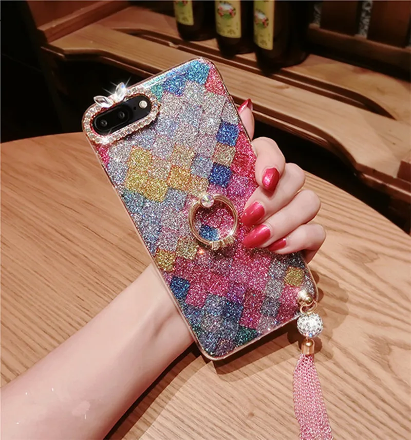 LaMaDiaa для iphone 11 Pro MAX 6 6S 7 8 Plus X XS XR роскошный блестящий кулон со стразами и кольцом