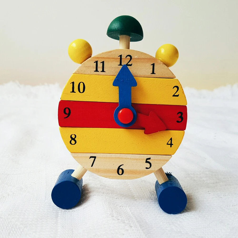 Baby Kids Blocks Early Learning Building Educational Wooden Clock Toy