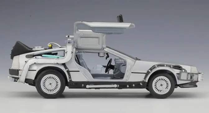 1/24 масштаб металлического сплава литья под давлением модель часть 1 2 3 машина времени DeLorean DMC-12 модель игрушки Welly Назад в будущее украшения