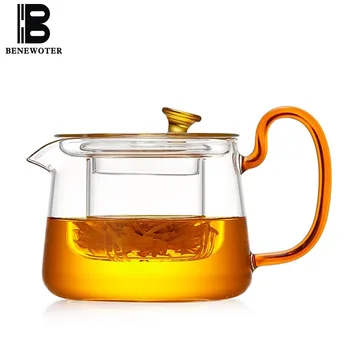 

400/600ml Transparent Heat Resistant Glass Teapot Teaware Household Lemon Fruit Juice Flower Tea Kettle Drinkware Coffee Tea Pot