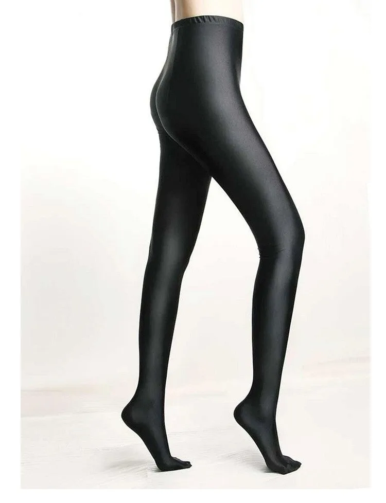 Новинка, женские блестящие черные леггинсы, обтягивающие брюки, высокая эластичность, обтягивающие ноги, сексуальные леггинсы, утягивающие Леггинсы для женщин
