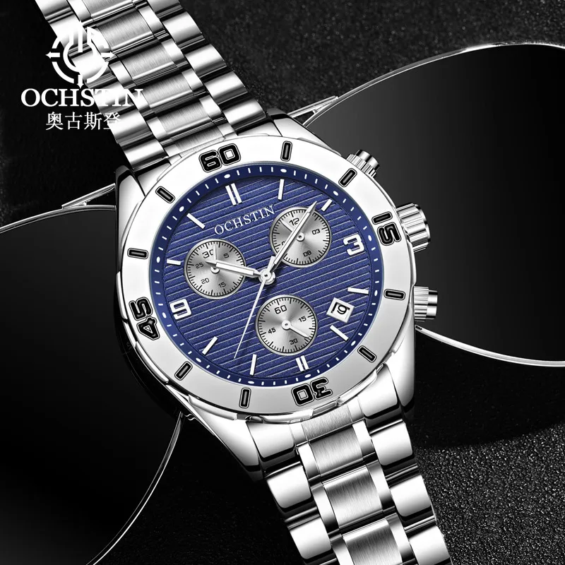 

OCHSTIN Men Watch Top Brand Luxury Chronograph Wristwatch Date Military Sport Stainless Steel Male Clock Relogio Masculino 6113