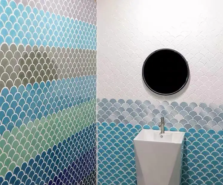 Новая Классическая винтажная плитка для кухни и ванной комнаты с рыбьей чешуей, водостойкая, модная, зеленая, синяя, Moasic настенная плитка