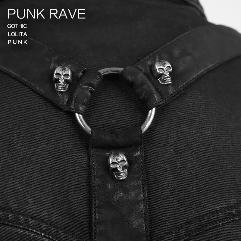 Панк рейв готический рок Мода визуальный Kei Heavey металл черный для мужчин Топ рубашка Y530 L-3XL