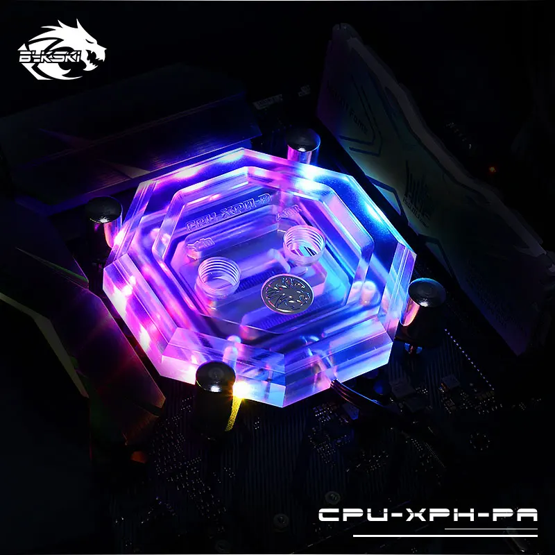 

BYKSKI for Intel LGA 1150/1151/1155/1156/2011/2066/X99. CPU cooling waterblock. RBW lighting system.Copper block. P/N:CPU-XPH-PA