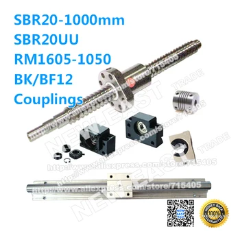 

1PCS RM1605 -1050MM-C7 ballscrew + 2pcs SBR20-1000mm rails+4pcs SBR20UU + BK12BF12 + couplings