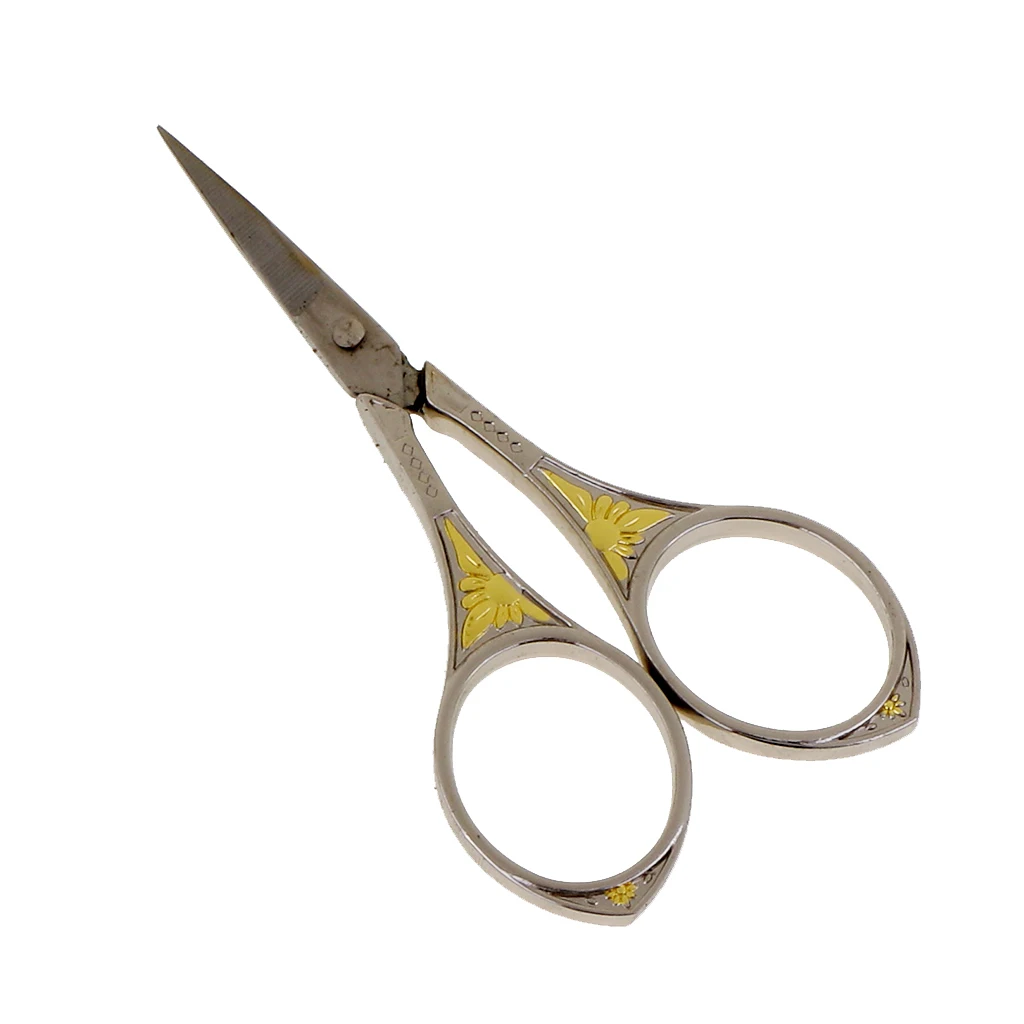 Stainless Steel European Vintage Floral Scissor for DIY Embroidery Sewing Craft Black/Sliver/Gold