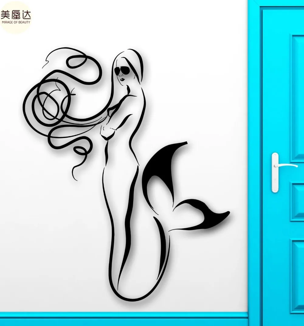 Wall Sticker Vinyl Decal Mermaid Marine Sea Decor Bathroom