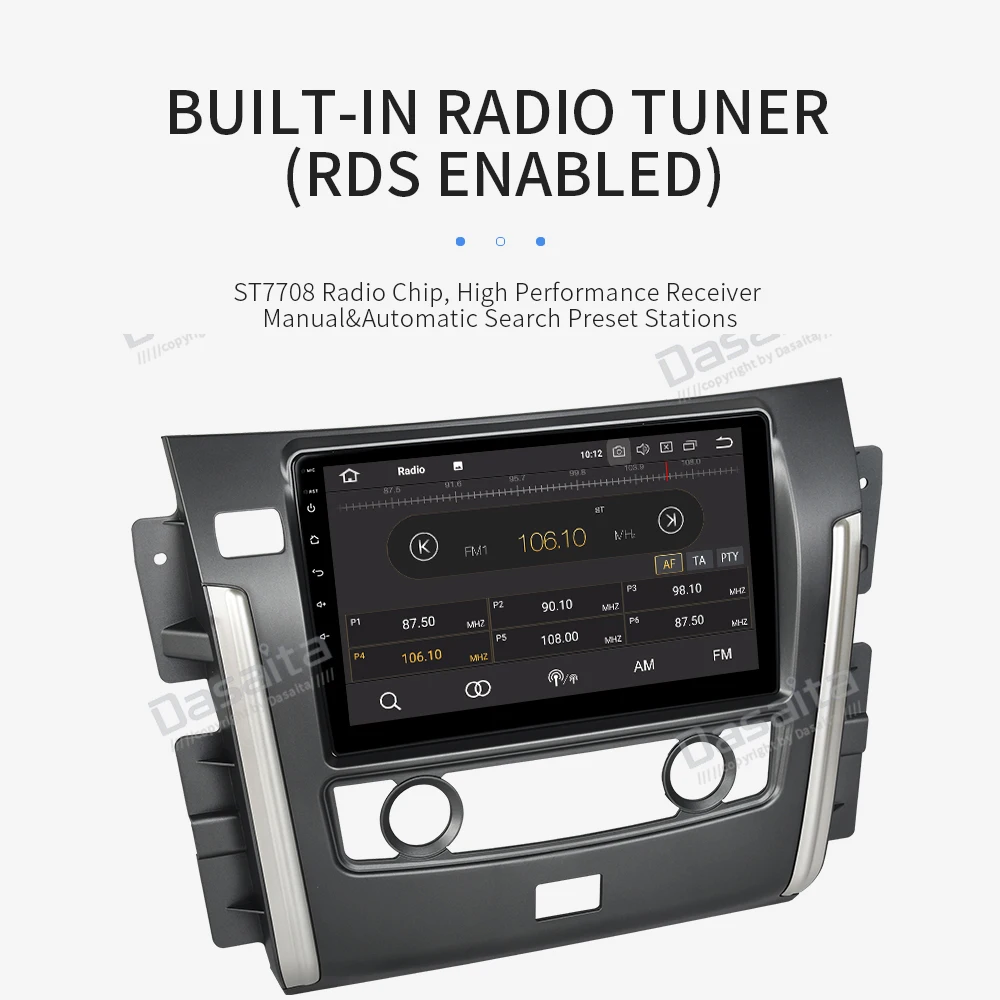 Clearance Dasaita 1 Din Car Radio GPS Android 9.0 for Nissan Patrol 2018 with 10.2" IPS Touch Screen MP3 player Navigation 4*50W 13
