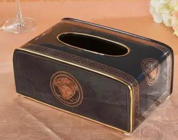 

European ceramic paper towel box toilet paper box household sitting room collection box multi-function American paper towel rack