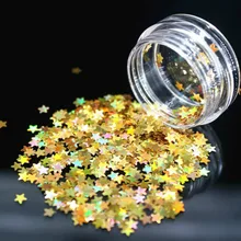 1 коробка яркие золотистые блестки акриловый порошок кристаллический полимер ногтей советы строитель Ложные бусины для ногтей искусство строитель инструменты звезды