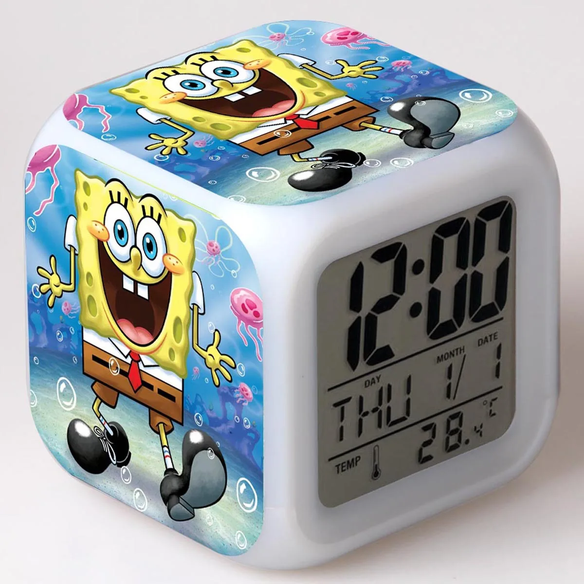 

SpongeBob Squarepants KidS Alarm Clock Color Change Toys Digital reloj despertador LED reveil wake up light electronic wekker