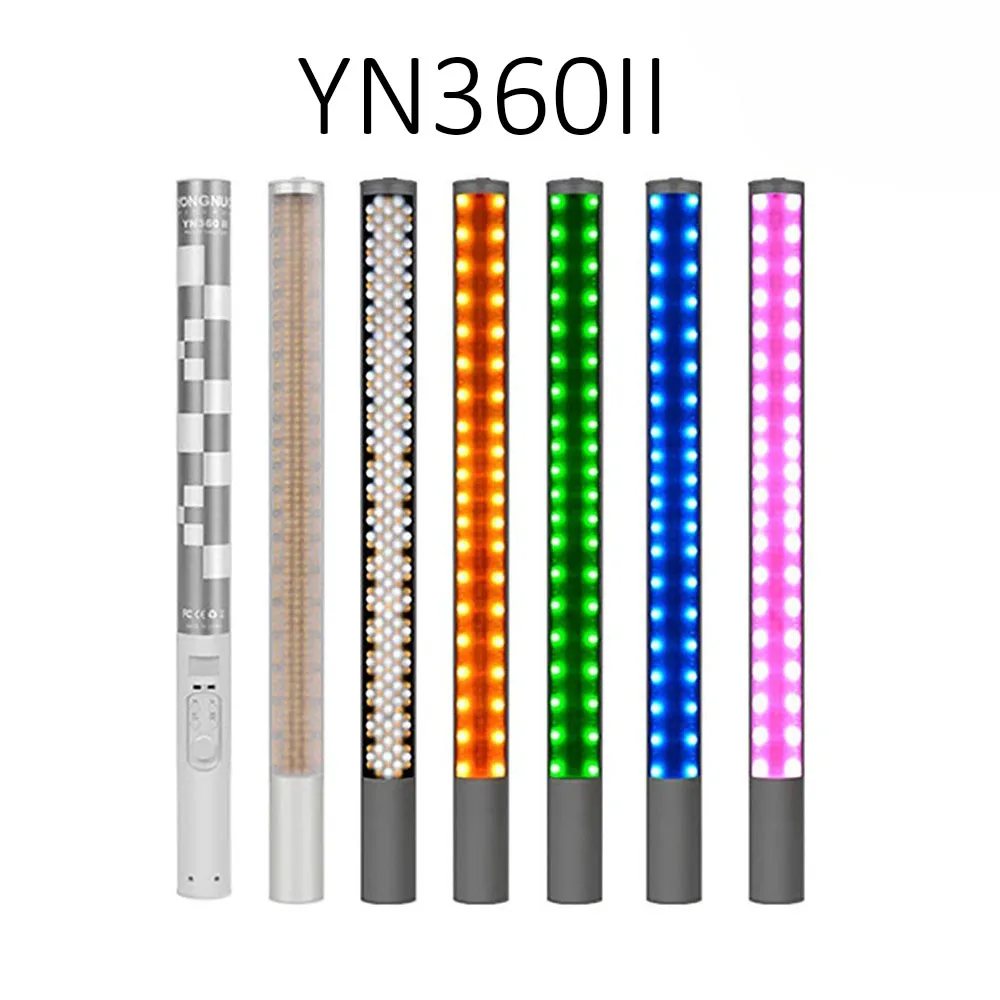 Ручной светодиодный светильник Yongnuo YN360 YN360 II для студийной фотосъемки и видеосъемки, ледяная палка 3200 k-5500 k RGB, цветной светодиодный контроль с помощью приложения для телефона - Цвет: Белый
