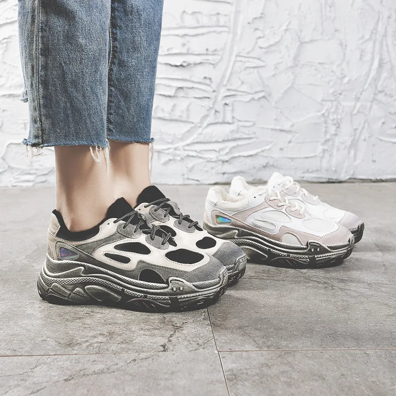 

Harajuku Spring Retro Chunky Sneakers Women Dirty Shoes Fashion Hip Hop Sneakers Women Casual Shoes Flat Platform Sneakers