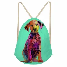 Бесшумный дизайн пятнистая собака зеленая Милая Туристическая сумка со шнурками спортивные сумки Cinch Sackback Cool мальчик девочки маленький рюкзак мягкий