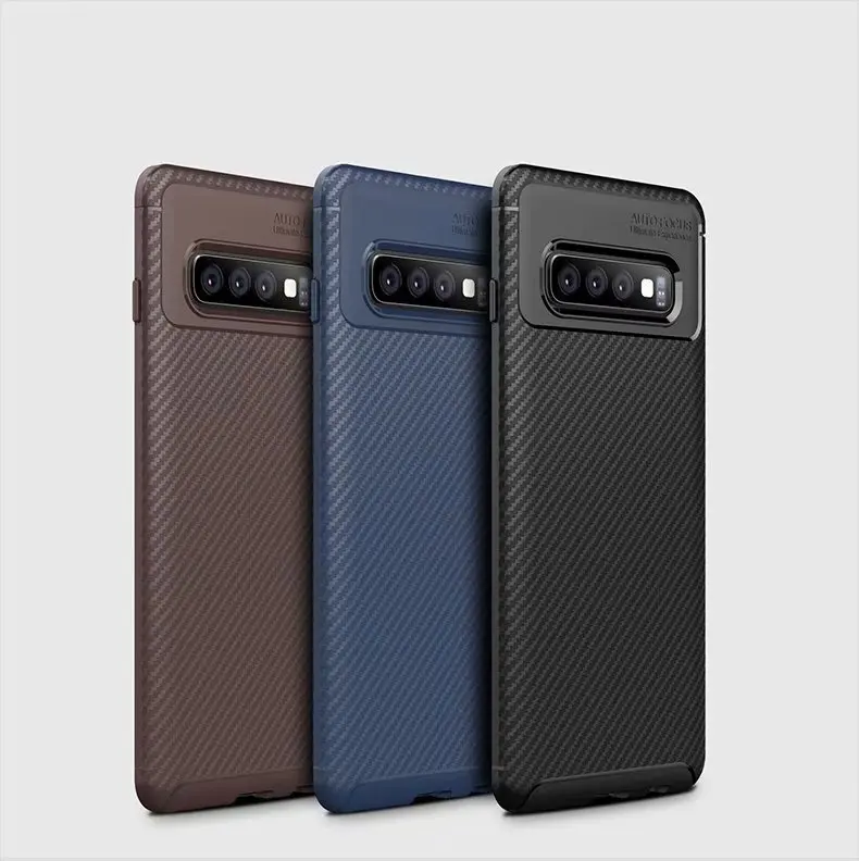 Чехол для Samsung Galaxy S10 Plus мягкий силиконовый ударопрочный чехол из углеродного