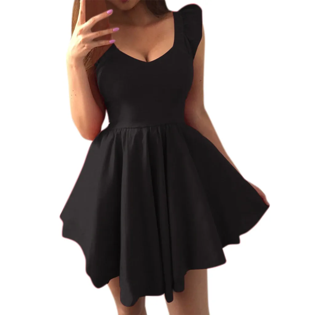 

Party Dress Women Summer 2019 Sleeveless V Neck Irregular Mini Dress Woman Dress Elegant Evening vestidos verano 2019