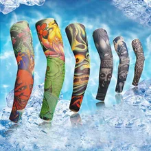 1 шт. модная Татуировка с рукавом для мужчин летние ледяные шелковые холодные рукава для рук женские теплые руки для вождения и верховой езды для рук с защитой от ультрафиолета рукава