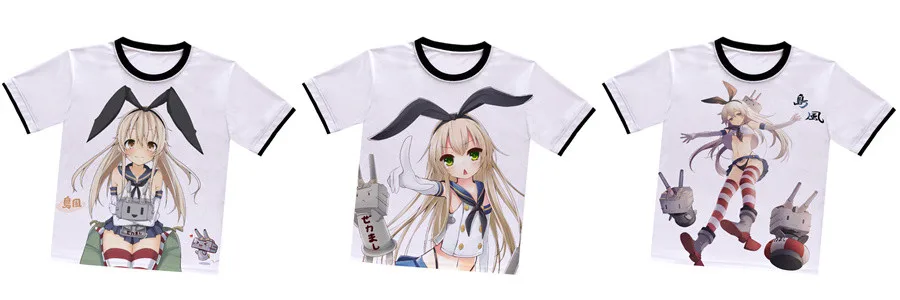 Коллекция аниме-игр Kantai, футболка Kongo Shimakaze Amatsukaze Yukikaze, белая футболка из полиэстера, летняя футболка Kancolle для активного отдыха