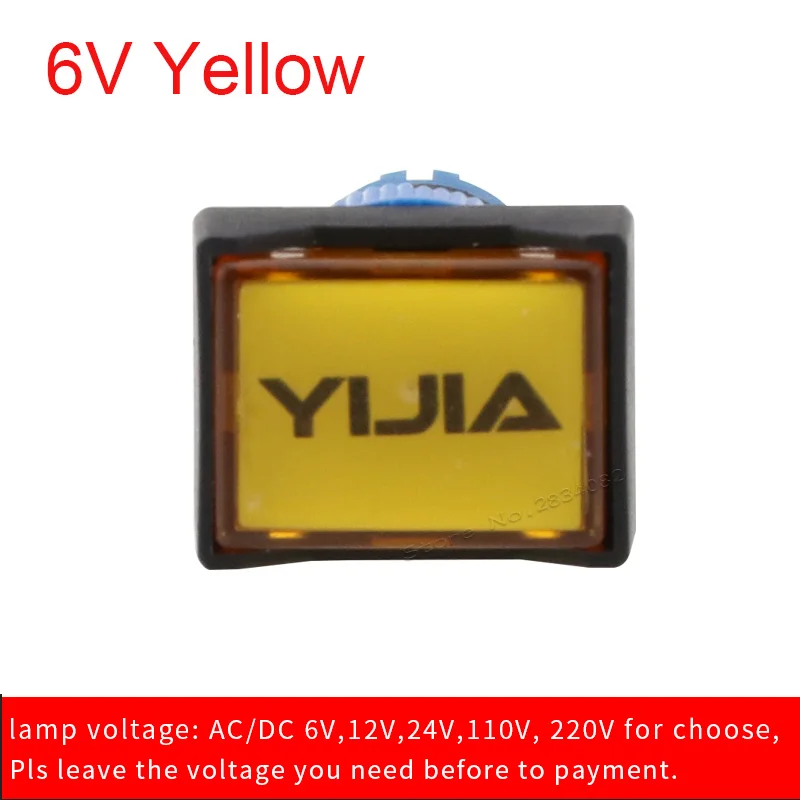 12 мм Световой индикатор прямоугольная сигнальная лампа 2 контакта LA12-D/J 6 V 12 V 24 V 110 V 220 V красный желтый зеленый синий белый светодиодный светильник - Цвет: Цвет: желтый