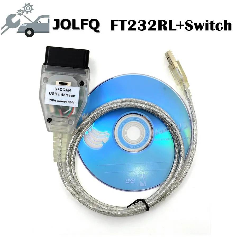 10 шт./лот для BMW INPA K + CAN с FT232RL чип D USB OBD Интерфейс LINE протокол 20PIN кабели самой