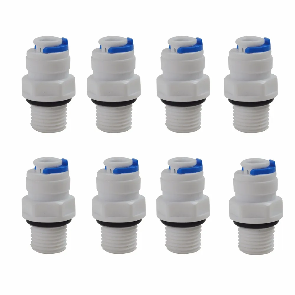 

Refrigerator/RO Water filter quick Fitting 1/4" Male Thread with Oring to 1/4" Tube Quick Connector ,Pack of 8