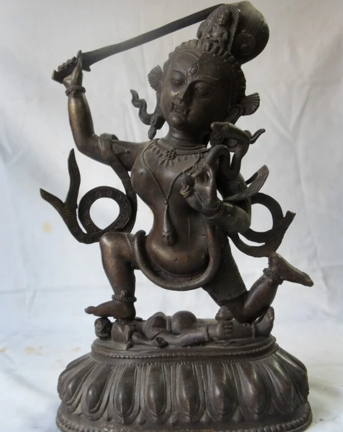 

Collectible bronze S1656 12" Tibetan Buddhism Bronze EMPOWERED Manjushri Buddha Statue