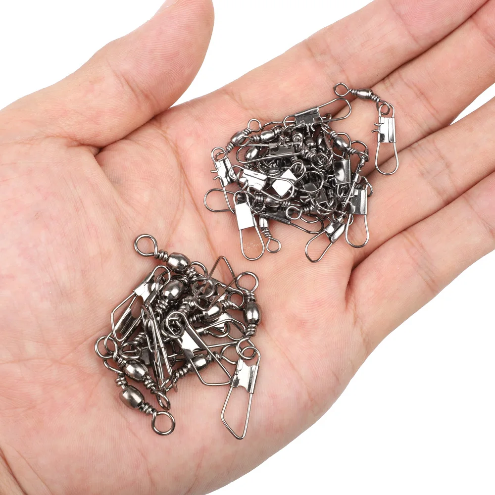 DONQL 10/20/50pcs Rolling Swivel Fishing Connector Pin Bearing Interlock Snap 1#-14# Fishhooks Lures Carp Fishing Accessories DONQL 10/20/50pcs Rolling Swivel Fishing Connector Pin Bearing Interlock Snap 1#-14# Fishhooks Lures Carp Fishing Accessories