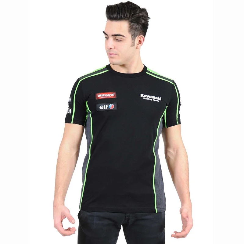 

kawasaki Motorcycle Racing Motorbike motocross Moto T shirt Riding men short sleeve Breathable casual Clothing Clothes