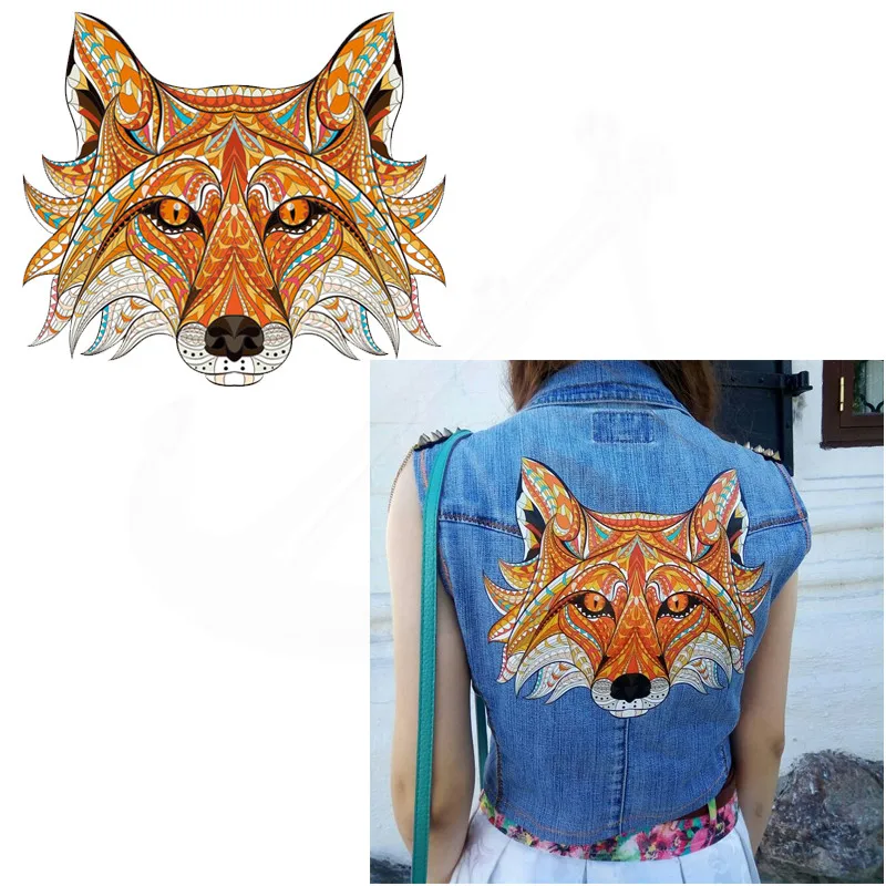 

2017 NEW patch for clothing fox 25*22cm T-shirt Dresses Sweater thermal transfer Printed A-level Washable Sticker