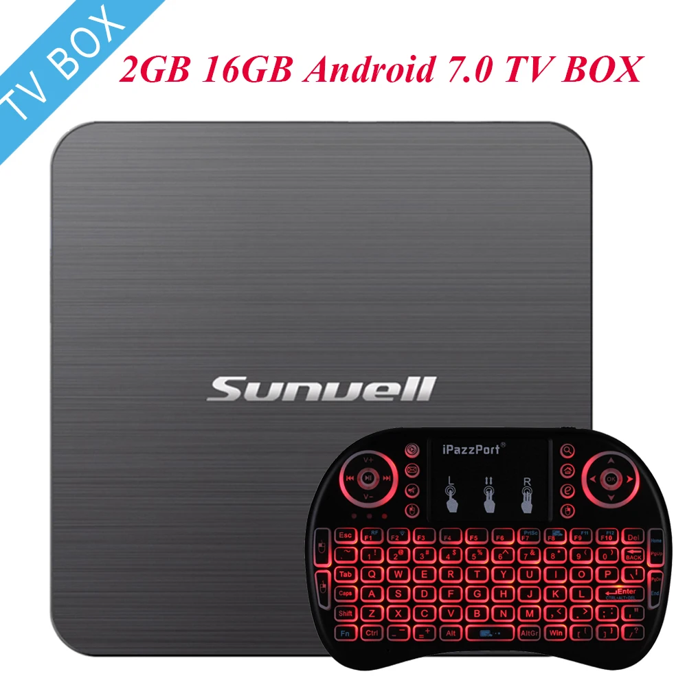 Sunvell H3 smart TV Box Android 7 0 2 Гб RAM + 16 ROM 4G WiFi 100 Мбит/с поддержка 4K HD android tv box медиаплеер