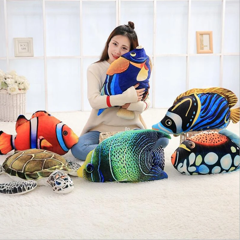 

3D Creative Simulation Ocean Animal Fish Plush Toys Stuffed Doll Toy Soft Plush Pillow Children Birthday Gifts