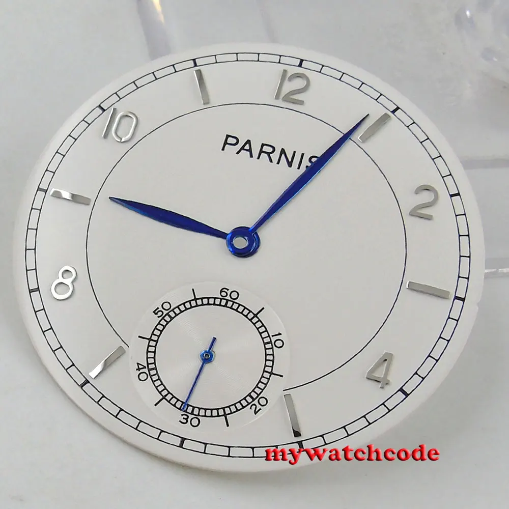 

38.9mm parnis white dial blue hands fit eta 6498 seagull 3620 movement Watch dial (Dial+hands) D114
