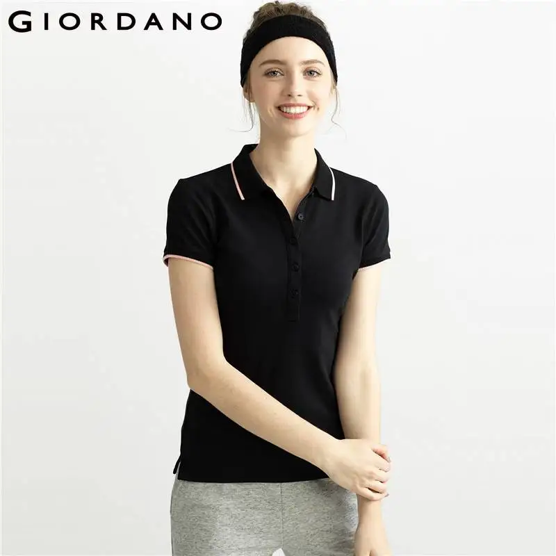 Giordano Women Polo Short Sleeves Polos Mujer Casual Top Summer Polo