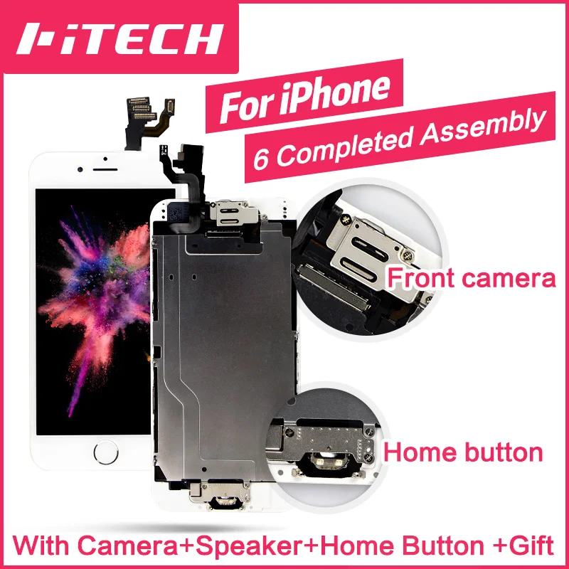 

No Dead Pixel LCD for iPhone 6 6S Plus Display Screen Digitizer with Camera Home Button Full Assembly Replacement Completed