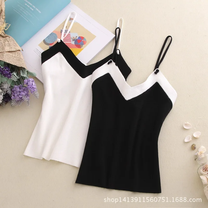 

2018 New Casual Soft Off Shoulder Crop Top For Women Cropped Feminino Camisole Girls Sweet Cute Camis Knitted Knit Tops