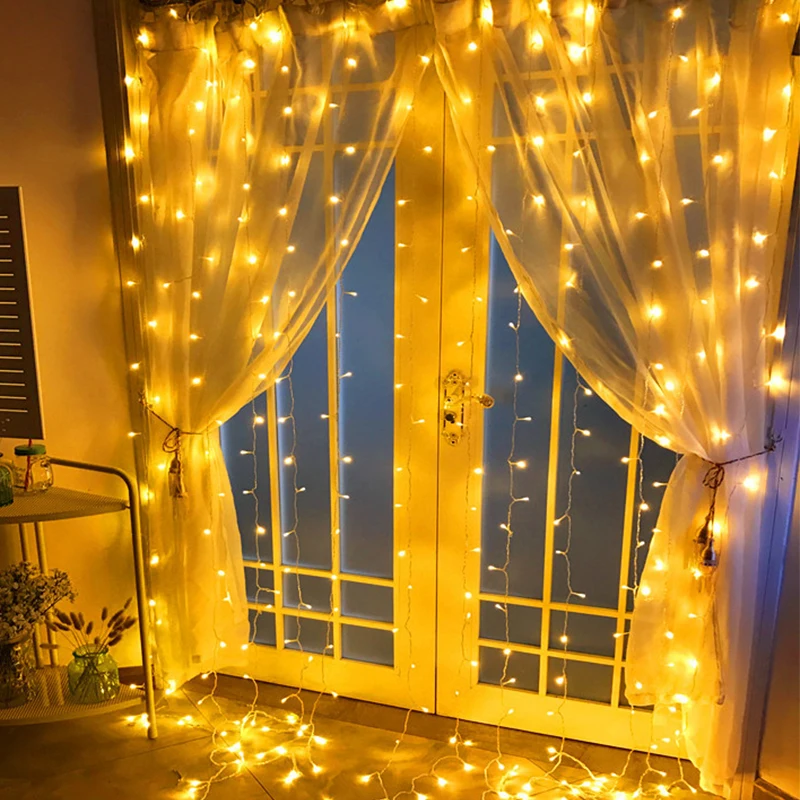 

6x3M Curtain LED String Light Fairy Icicle LED Garland EU Plug String Fairy LED Lights For Wedding/Party/Patio Christmas Decor