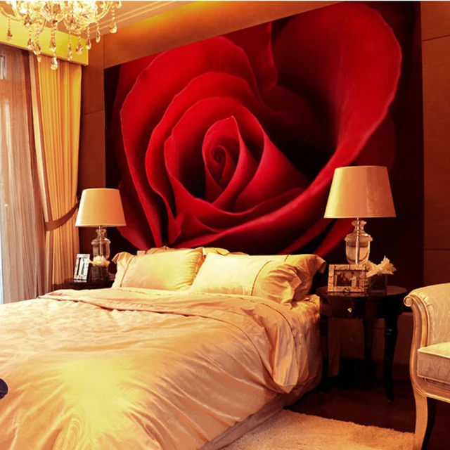 Sederhana romantis wallpaper Hangat mawar merah ruang TV  
