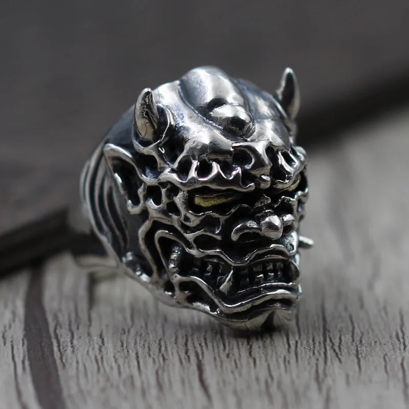 

S925 Sterling Silver Retro Skeleton Personality Domineering Ring Men Thai Silver Exaggerated If Ring