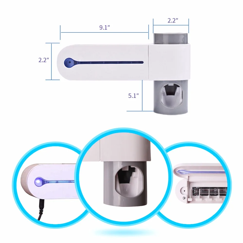 УФ-излучение ультрафиолетовой Зубная щётка стерилизатор 2 в 1 Зубная щётка держатель автоматическая Зубная паста соковыжималки диспенсер Главная Ванная комната комплект