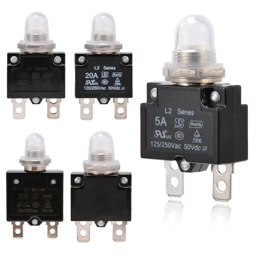 1x 12V/24V Push Button Resettable Thermal Circuit Breaker Panel Mount