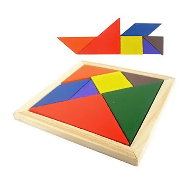 Деревянные цветные Tangram головоломки познавательный умственного развития детские игрушки дети обучающая игрушка BM