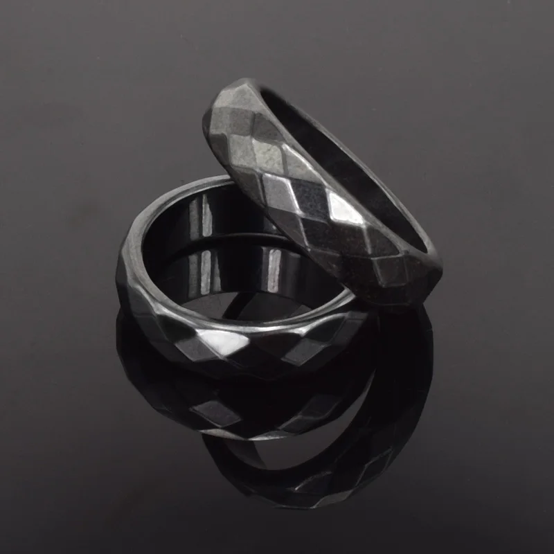 Новая мода высокое качество 6 мм ширина Ограненный гематит кольцо для женщин мужчин ювелирные изделия