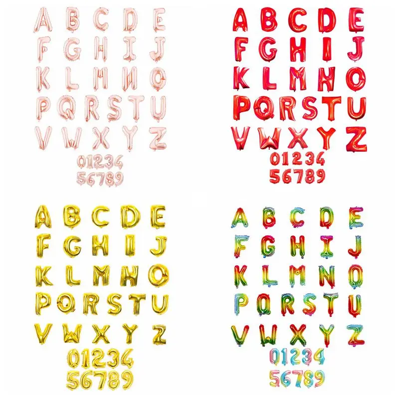 

16 inch Rose Gold Silver Red Pink Number Balloon Inflatable Air Ball Figure Digit Foil Birthday Party Wedding Decoration Ball