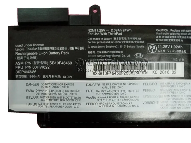 24Wh оригинальный ноутбук Батарея для Lenovo ThinkPad 00HW022 00HW023 00HW025 T460S SB10F46460 Бесплатная доставка