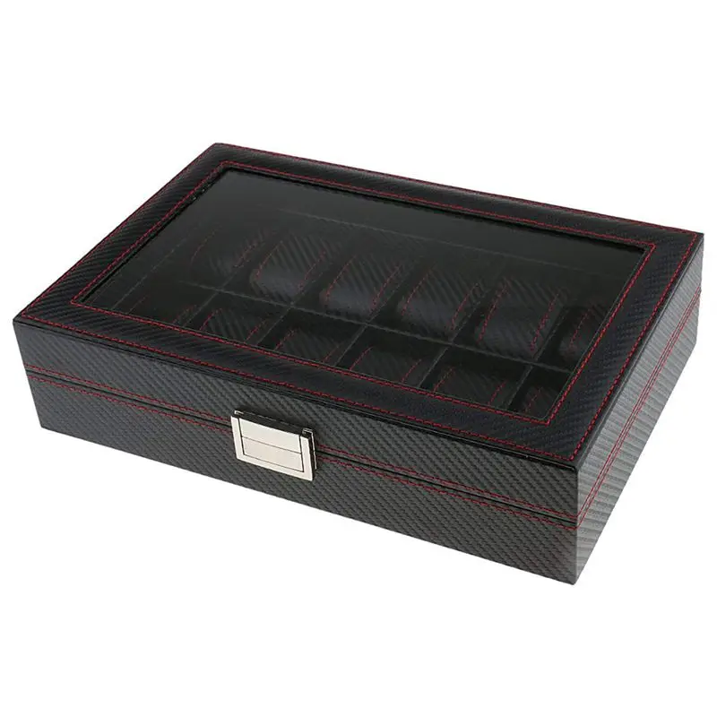 Модные ювелирные изделия Дисплей Чехол Коробка для хранения ювелирных изделий 12 слотов-черный