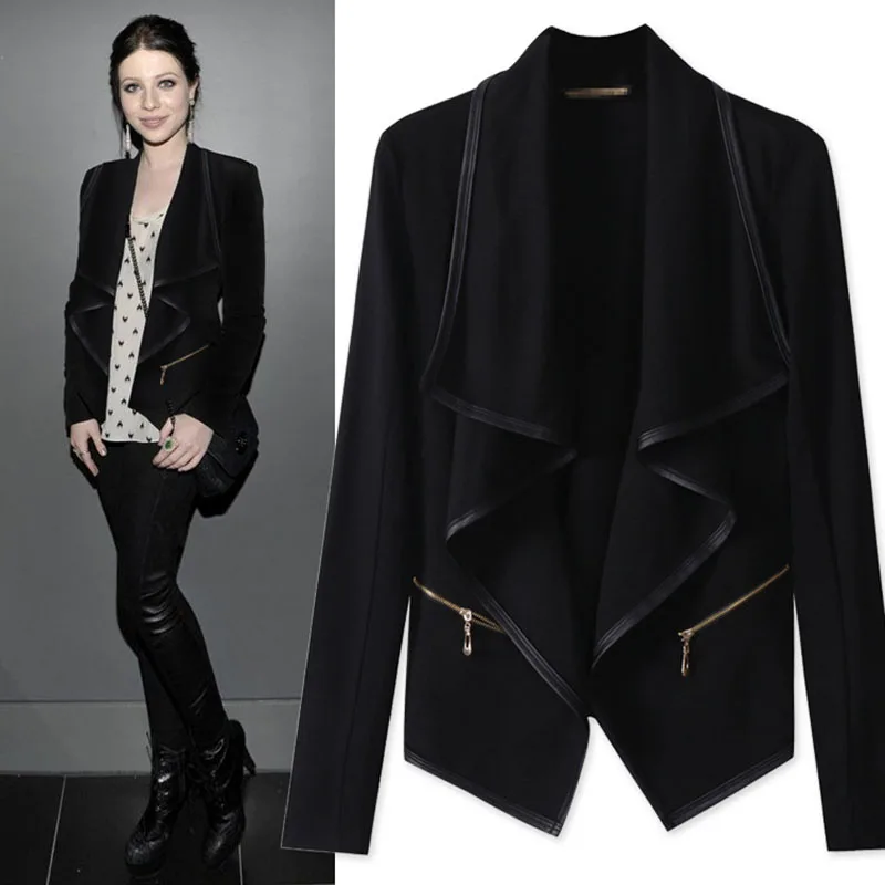 Working Coats Women Promotion-Shop For Promotional Working Coats Zipper Women Jackets Thin Irregular Coat Work Jackets Parka Outerwear Coat Solid Black Striped Overcoat Show Suit RY0364 - Working Coats Women Promotion-Shop For Promotional Working Coats