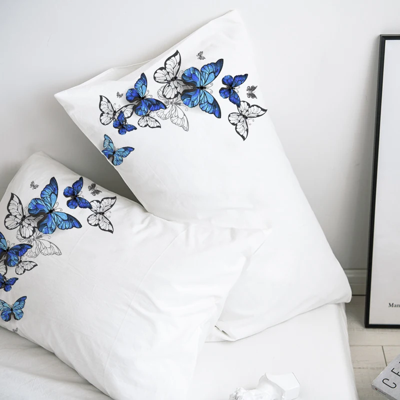 

Custom Pillow Case Pillowcase 50x70 50x75 50x80 70x70 Decorative Pillow Cover butterfly on White Wedding Bedding Drop Shipping